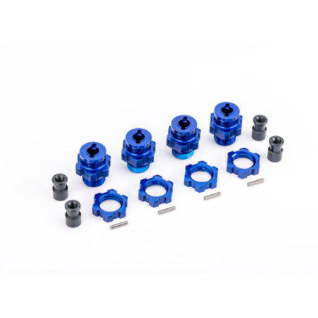 HEXÁGONOS + TUERCAS DE RUEDA DE ALUMINIO ANODIZADO AZUL DE 17 MM (X4)