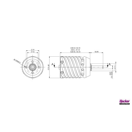 Motore brushless Hacker A20-22 L Competition (81g, 924kv, 180W)