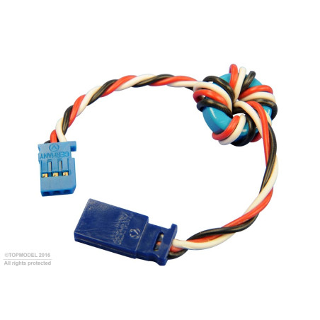 RALLONGE TORSADEE AVEC FERRITE FUTABA 15cm - FLASH RC