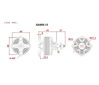 Moteur Dualsky GA800.15 MKII (172g, 810kv, 770W) 2
