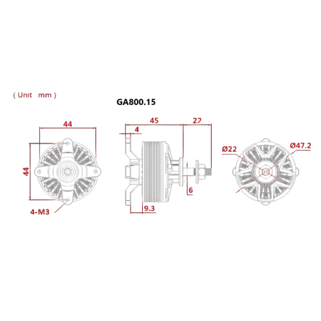 Moteur Dualsky GA800.23 MKII (172g, 530kv, 910W)