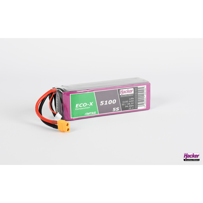 Antriebsbatterien RC-Flugzeuge - Lipo Akku Hacker TopFuel Eco-X F3A Competition MTAG 5S 18.5V 5100mAh 20C Stecker XT60 - FL
