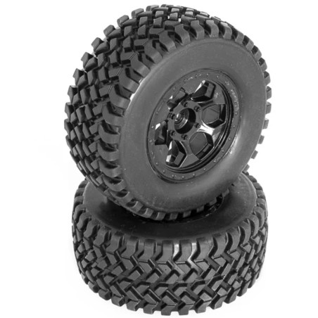 pneus SQUARE Short Course montes colles sur jantes noires Hex.12mm