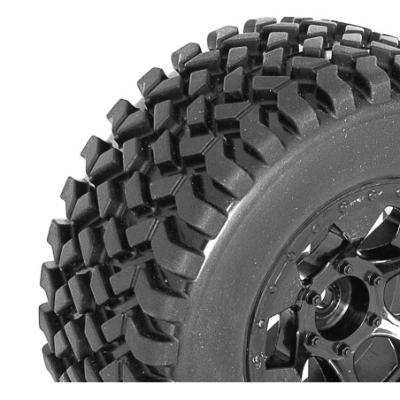 SQUARE Short Course tires mounted on black Hex.12mm rims