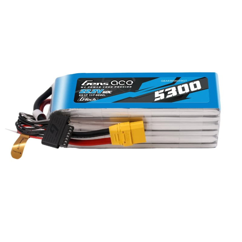 Batterie Gens Ace lipo 6S 22.2V 5300mAh 60C prise XT90 G-TECH - FLASH RC