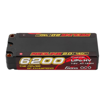 Batterie Gens Ace RedLine 2.0 Lipo Hv 2S MID 6200mAh 140C prise 5mm - FLASH RC