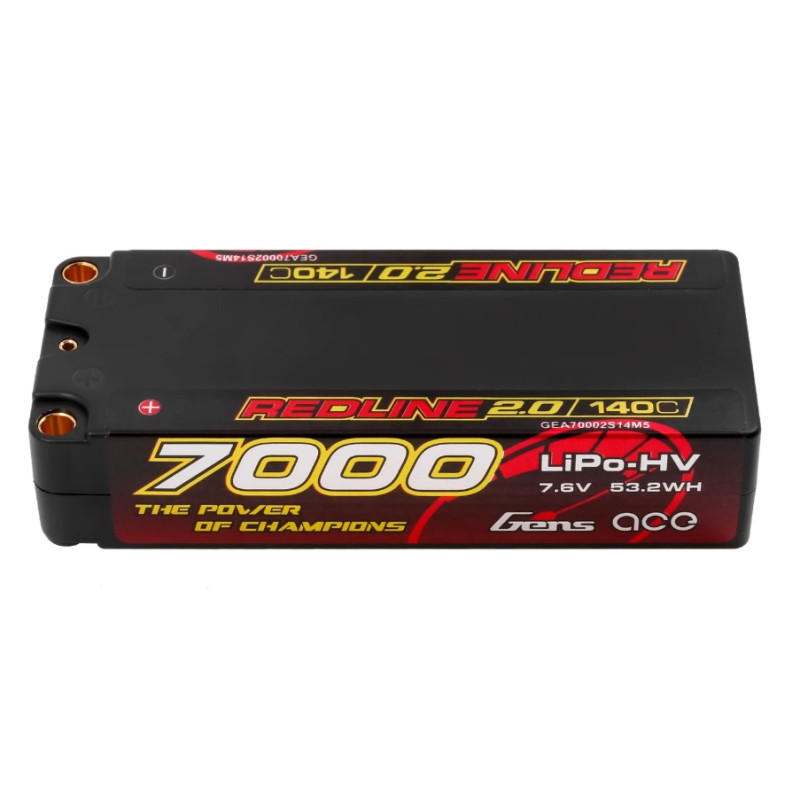 Batterie Gens Ace RedLine 2.0 Lipo Hv 2S MID 7000mAh 140C prise 5mm - FLASH RC