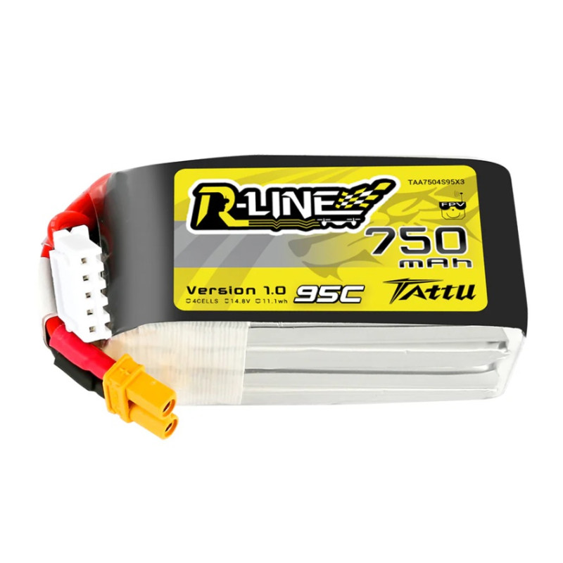Batterien für den Antrieb von RC-Flugzeugen - Batterie Tattu lipo 4S 14.8V 750mAh 95C Stecker XT30 - FLASH RC