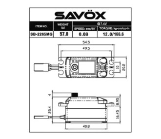 Servo numérique bas profil Savox SB-2265MG (57g, 13kg.cm, 0.08s/60°) - FLASH RC 2