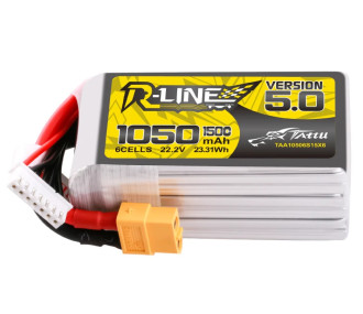 Batterie Tattu R-line V5.0 lipo 6S 22.2V 1050mAh 150C prise XT60 - FLASH RC