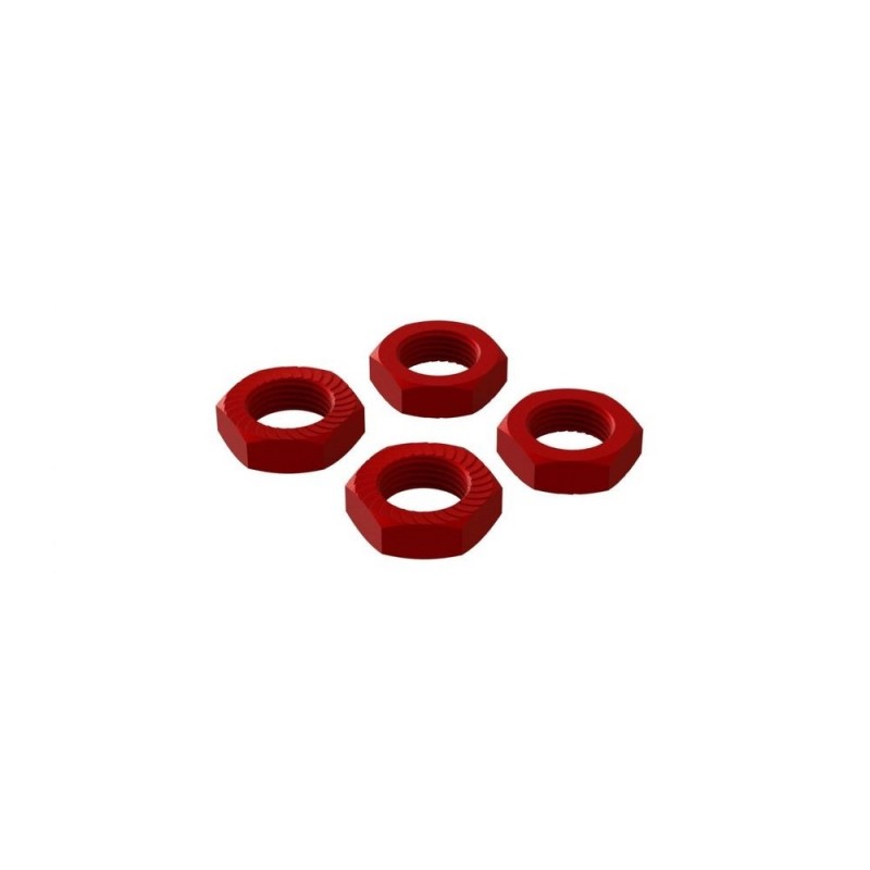 Ricambi per auto RC - Dado ruota in alluminio ARRMA 17mm rosso (4) - ARA310906 - FLASH RC