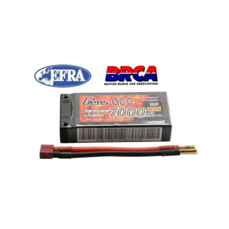 Accu LIPO 50C 7000MAH 3.7V HARD CASE FICHE 4MM - T
