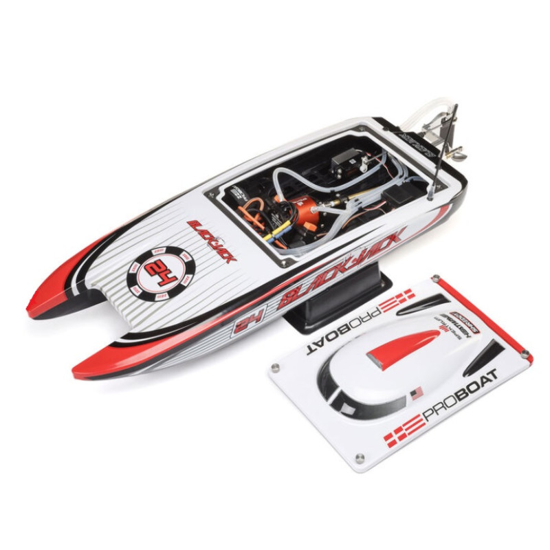 Blackjack 24" V2 Catamaran Brushless RTR, Vegas Offshore rouge et blanc