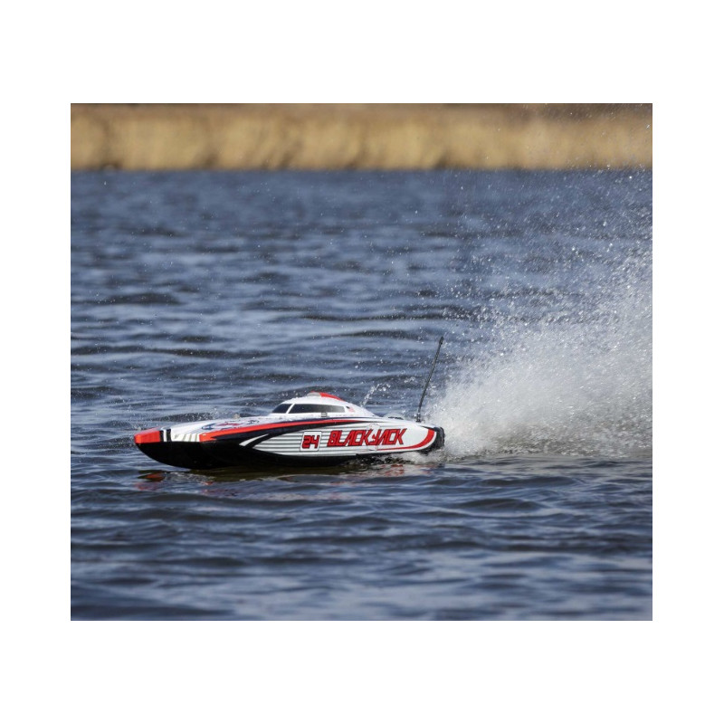 Blackjack 24" V2 Catamaran Brushless RTR, Vegas Offshore rouge et blanc