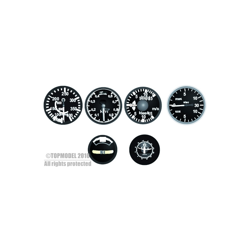 SET D'INSTRUMENTS PLANEURS ANCIENS TCHEQUE 1:5 - FLASH RC