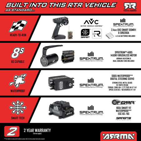 1/7 LIMITLESS 8S AVC 4X4 RTR Brushless Street Speed, Rouge/Noir - ARRMA - FLASH RC