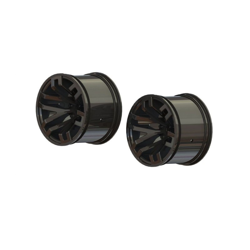 RC Car Parts - ARRMA MT 2.8' Rueda 14mm Hex Negro Cromo (2) - ARA510099 - FLASH RC