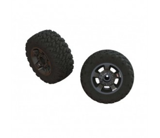 RC Car Parts - ARRMA AR550053 Ragnarok Mt Neumático ST Glued(Blk Chrome)(2) - ARA550053 - FLASH RC