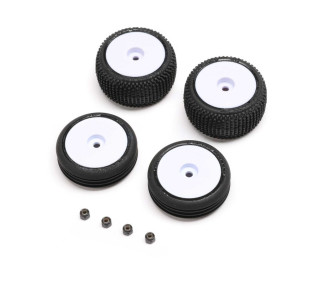 Pneus et roues Losi montés, blanc : Micro-B - FLASH RC