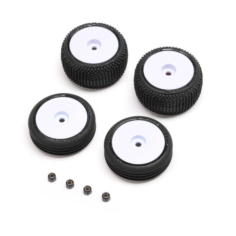 Pneus et roues Losi montés, blanc : Micro-B - FLASH RC
