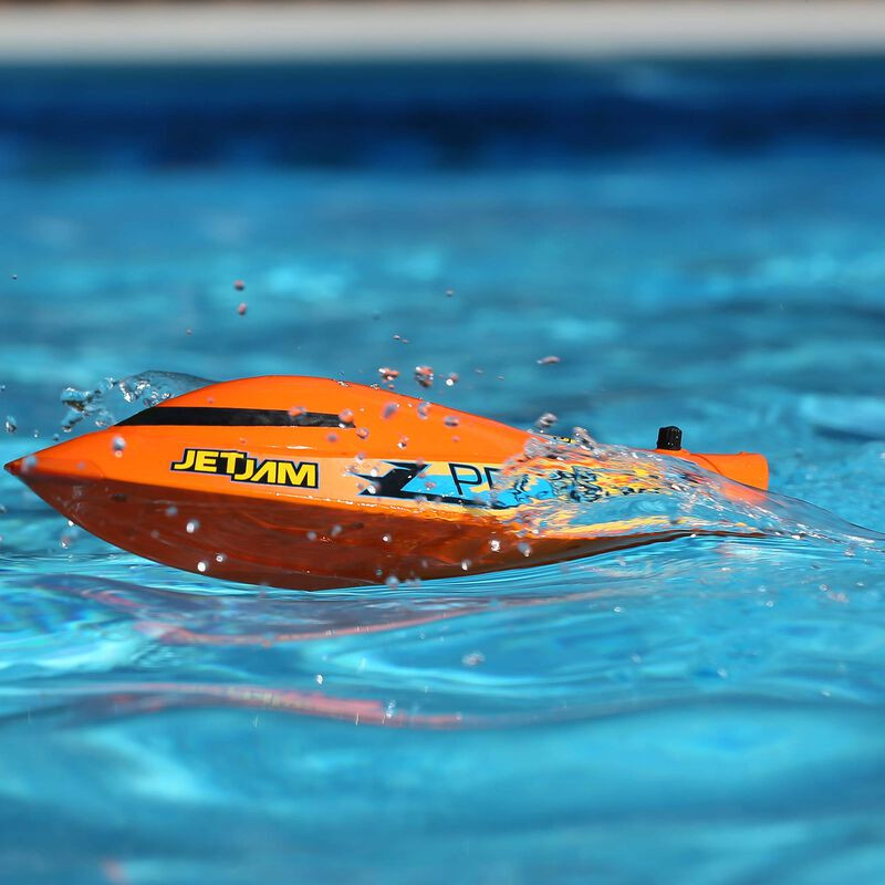 Jet Jam V2 12" Self-Righting Pool Racer Brushed RTR, Orange - FLASH RC