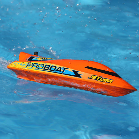 Jet Jam V2 12" Self-Righting Pool Racer Brushed RTR, Orange - FLASH RC