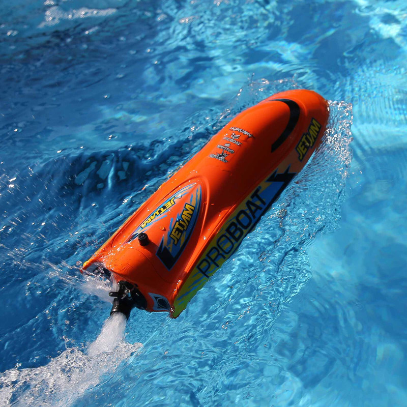 Jet Jam V2 12" Self-Righting Pool Racer Brushed RTR, Orange - FLASH RC