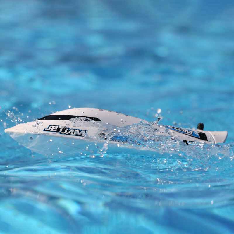 Jet Jam V2 12" Self-Righting Pool Racer Brushed RTR, White - FLASH RC