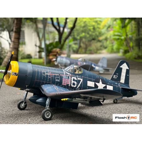 Avion VQ Models Corsair F4U bleu jaune / 1810mm ARF Warbird