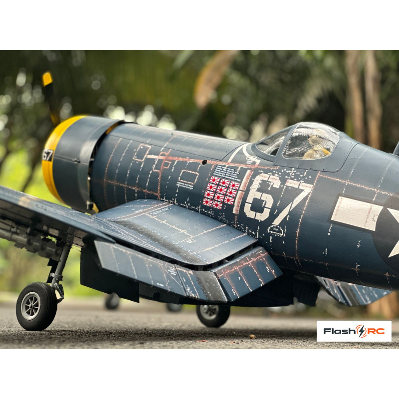 Avion VQ Models Corsair F4U bleu jaune / 1810mm ARF Warbird