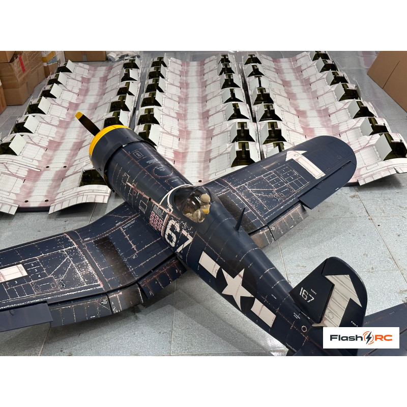 Avion VQ Models Corsair F4U bleu jaune / 1810mm ARF Warbird