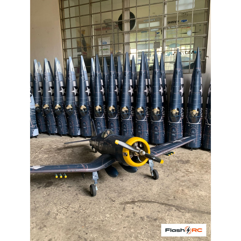 Avion VQ Models Corsair F4U bleu jaune / 1810mm ARF Warbird