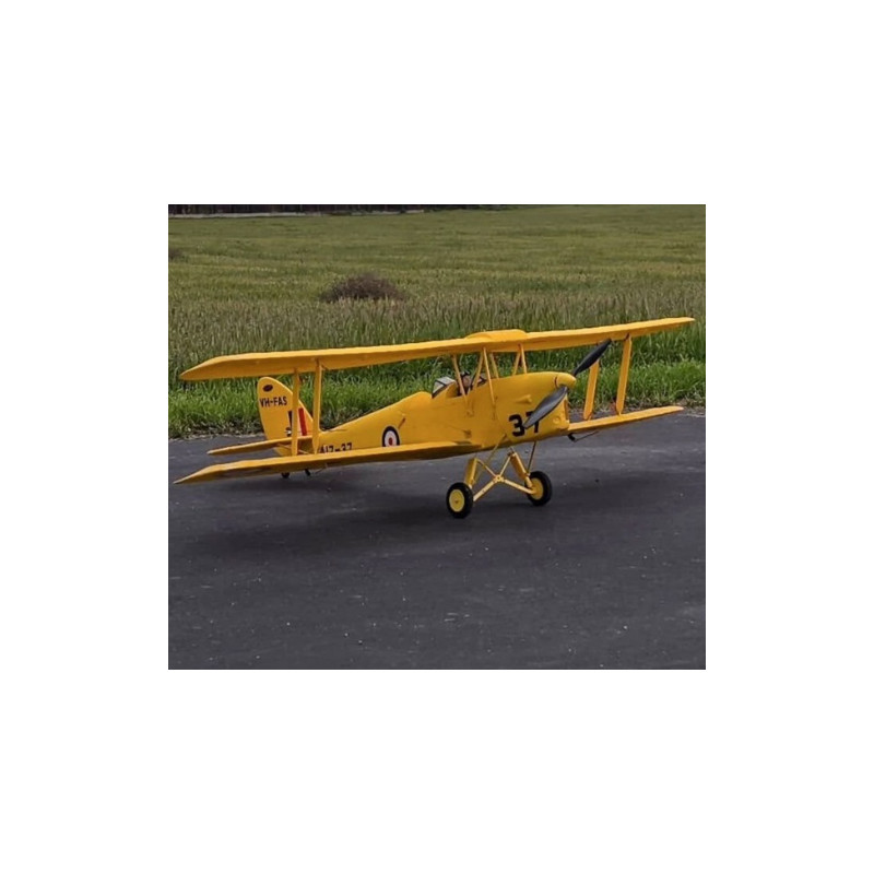 Avion Dynam Tiger Moth V2 Jaune Biplan PNP 1300mm