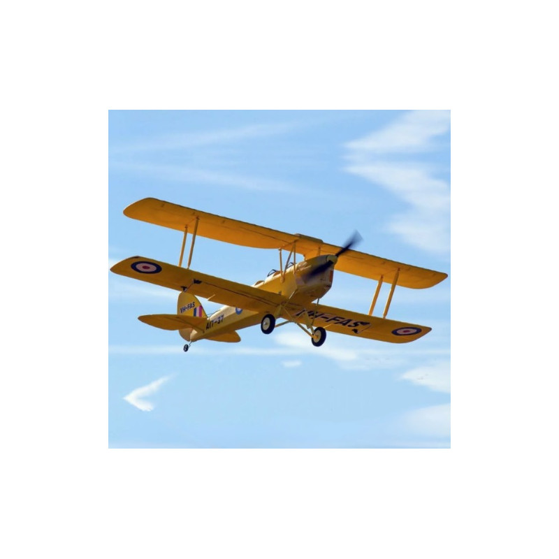 Avion Dynam Tiger Moth V2 Jaune Biplan PNP 1300mm
