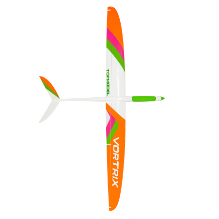 Planeur Vortrix "L" TopModel Blanc Orange Rose Vert env. 2m - FLASHRC