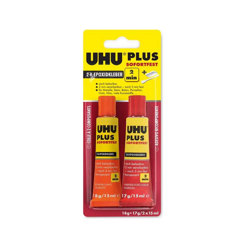UHU Colle 2 composants Plus Sofortfest, Super rapide et transparent - FLASH RC