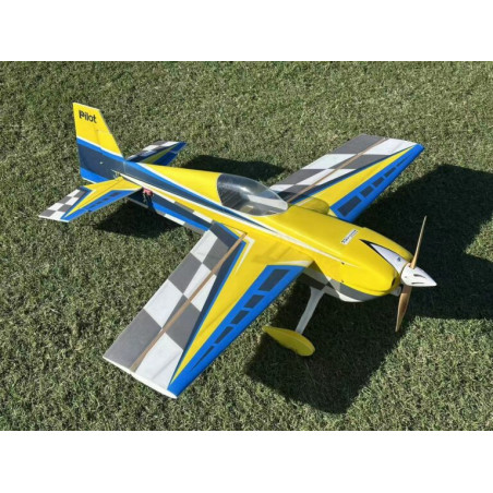 Avion Voltige Pilot RC - EDGE 540 – 39″ (1.0m), Jaune, Bleu, gris