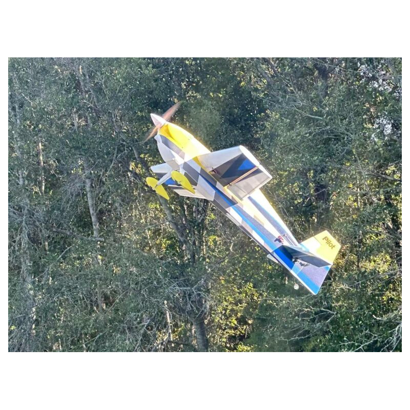 Avion Voltige Pilot RC - EDGE 540 (1.0m), Jaune, Bleu, gris - FLASHRC