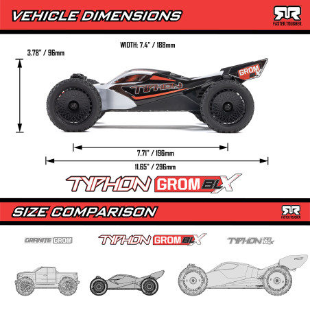1/14 TYPHON GROM 223S DSC 4X4 RTR Brushless Buggy, argent