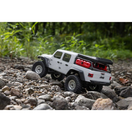 Jeep JT Gladiator 4x4 RTR SCX24 à l'échelle 1/24, crawler à moteur brushed (batterie et chargeur inclus), blanc