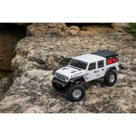 Jeep JT Gladiator 4x4 RTR SCX24 à l'échelle 1/24, crawler à moteur brushed (batterie et chargeur inclus), blanc