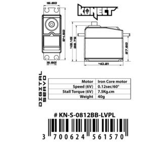 Servo Konect Digital 6kg-012s roulements/pignons plastique 2
