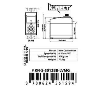 Servo Konect Digital 30kg-012s roulements/pignons métal 2