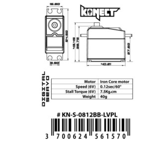 Servo Konect Digital 15kg-012s roulements/pignons métal 2
