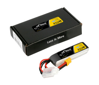 Batterie Lipo Tattu 2s 450mAh 95C 7.6V HV avec prise XT30 Format Long  2