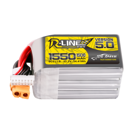Batterie Lipo Tattu R-Line Version 5.0 1550mAh 22.2V 150C 6S avec prise XT60 
