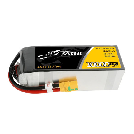 Batterie Lipo Tattu 10000mAh 22.2V 30C 6S1P avec prise XT90 Anti-étincelle
