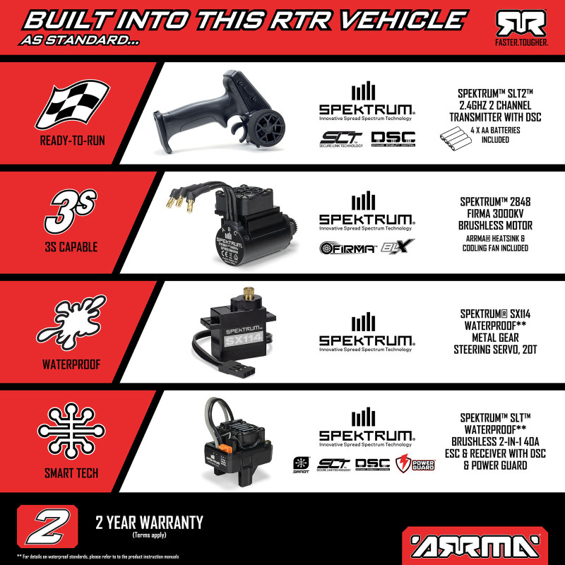 Arrma Mini Kraton 4X4 3S BLX 1/16 RTR Flash RC Dispo & SAV - Flash RC.
