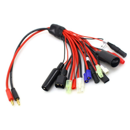 Cable de carga multifunción 10 en 1 - Conectores de 4mm y XT60 - FLASHRC