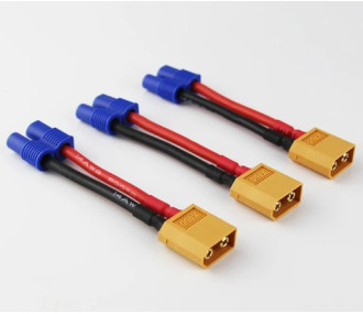 Adaptateur XT60 mâle vers EC3 femelle - Version longue - FLASHRC